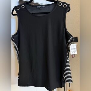 Vintage Rose Black and White Striped sleeveless Women's Top size large